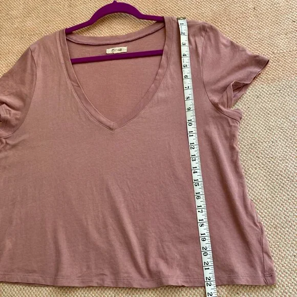 Madewell Softfade Cotton V-Neck Crop T Mauve Shadow L - Picture 7 of 7